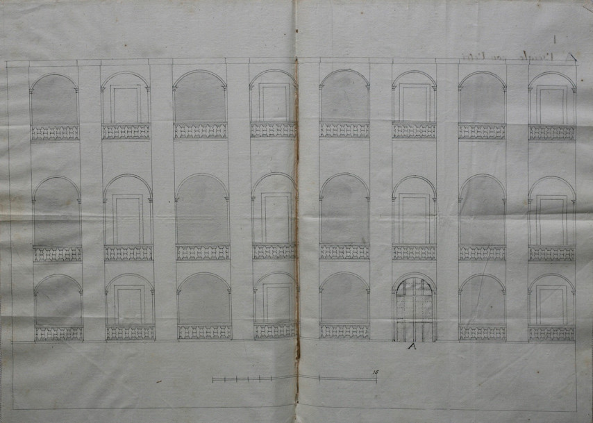 Carovana – fasi edilizie – disegno cortile – ASPI – OSS, n. 1244, n. 372