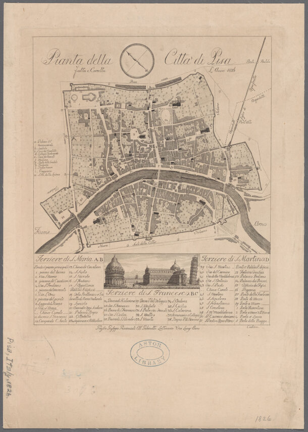 Pianta di Pisa – Ciuli – 1826 – NY Public Library