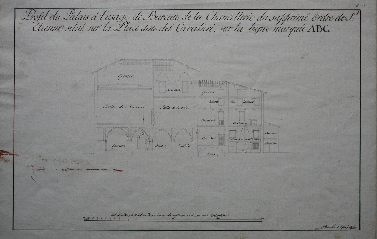 Palazzo dei Dodici – Bombicci – spaccato del palazzo – ASPi – 3.IV