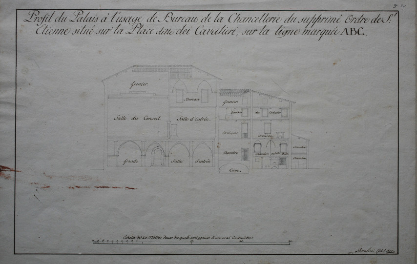 Palazzo dei Dodici – Bombicci – spaccato del palazzo – ASPi – 3.IV