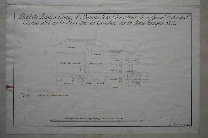 Palazzo dei Dodici – Bombicci – spaccato del palazzo – ASPi – 3.IV