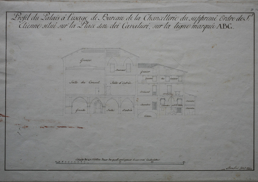 Palazzo dei Dodici – Bombicci – spaccato del palazzo – ASPi – 3.IV
