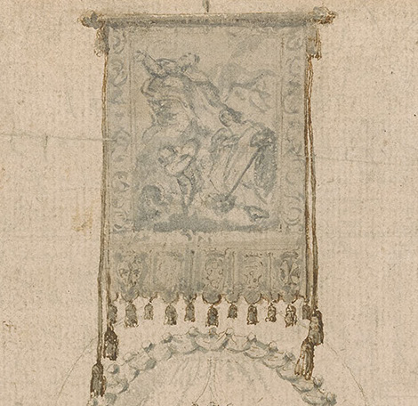 Palazzo Dodici – disegno stendardo – Tempesti – S. Stefano – Morgan Librari NY