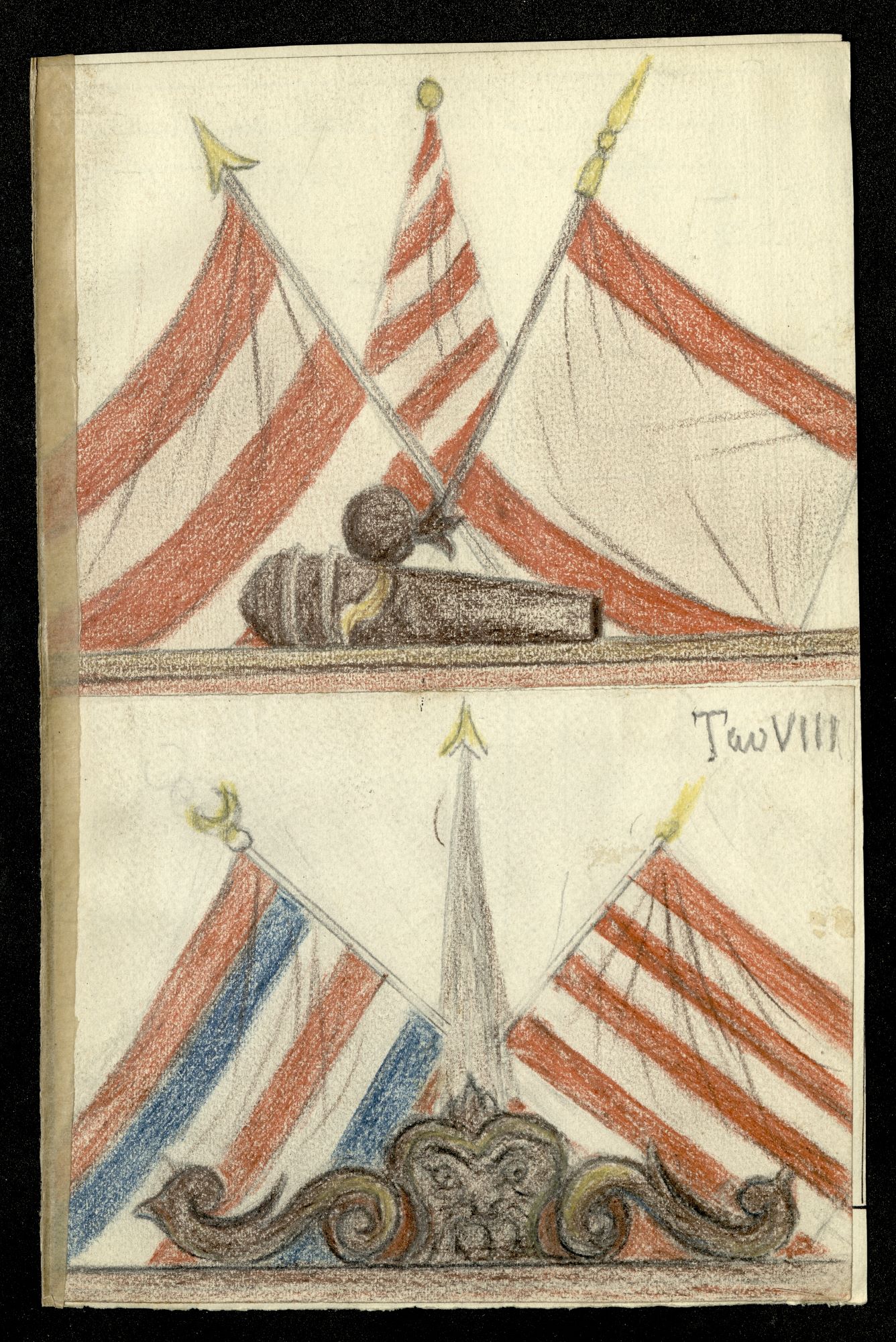 S. Stefano – bandiere – disegno – BUP_Ms1033_015_VIII r