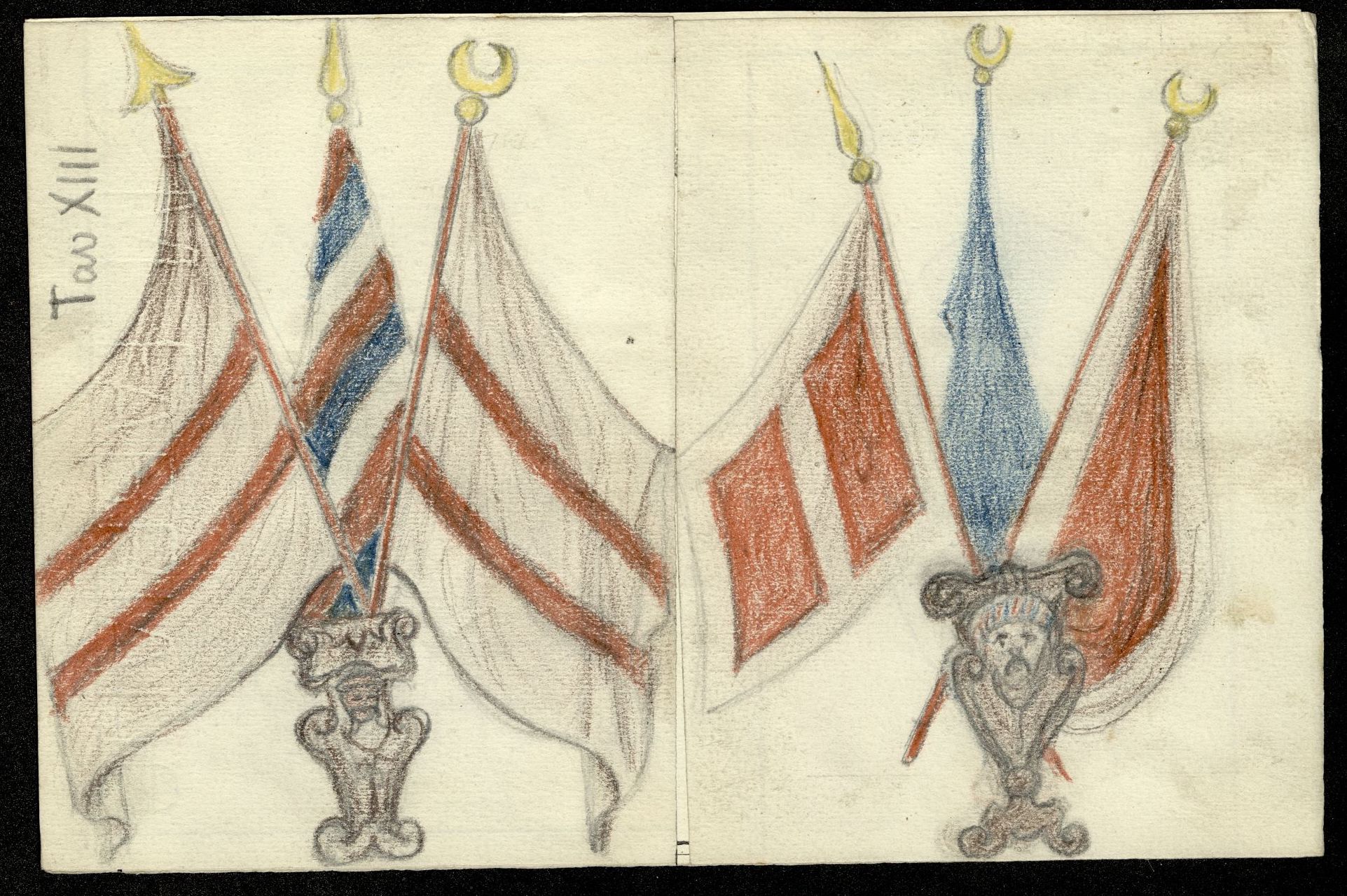 S. Stefano – bandiere – disegno – BUP_Ms1033_025_XIII r