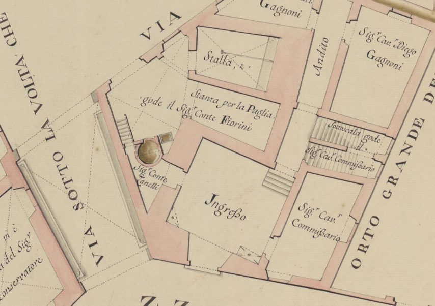 Orologio – Torre Fame – vicende fino XVII – ASFi – Fortezze_Fabbriche_401_part. torre