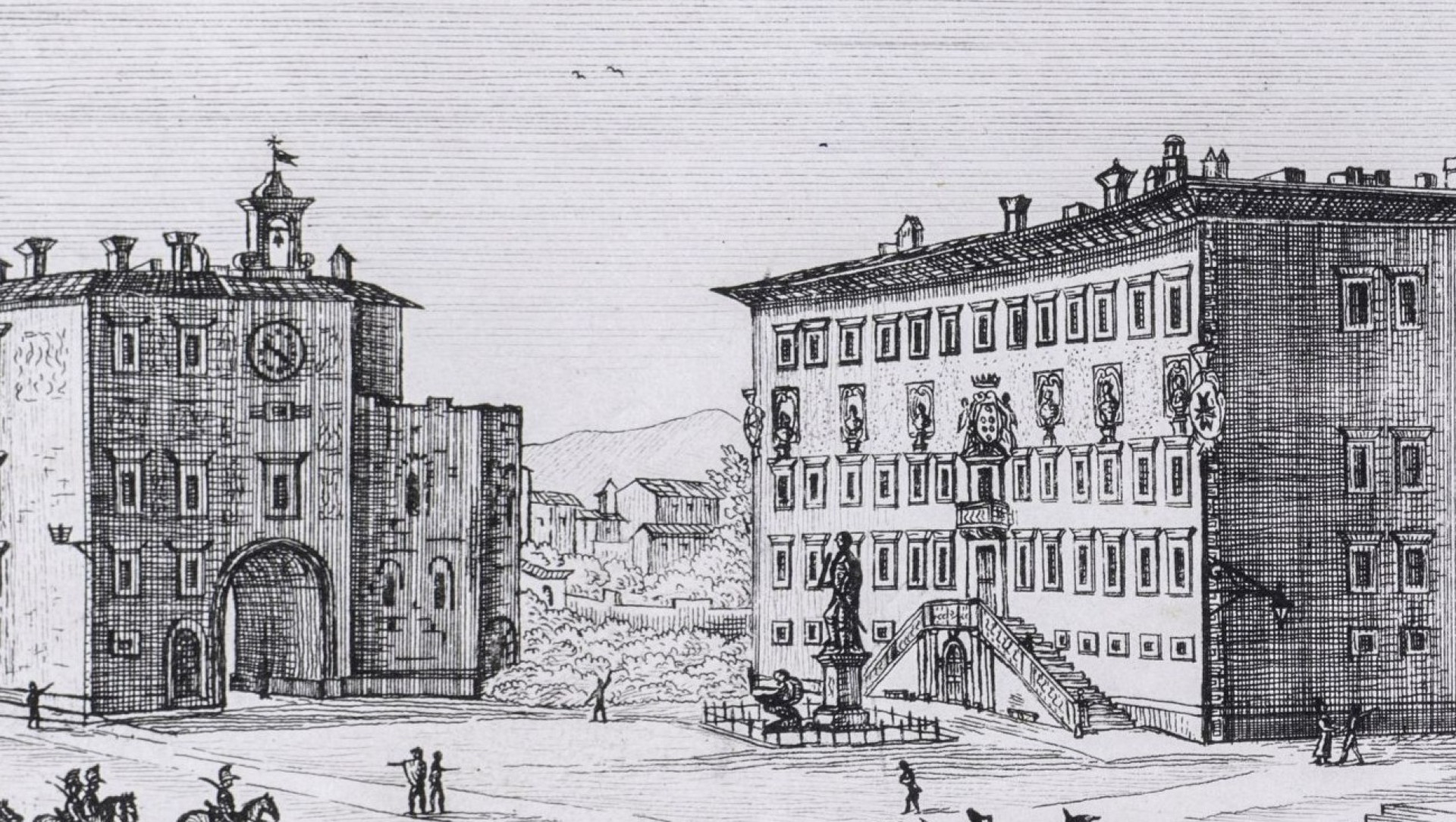Fortuna tra i viaggiatori_KHI_POLLONI_1834_tav.VIII_piazza dei cavalieri_part.