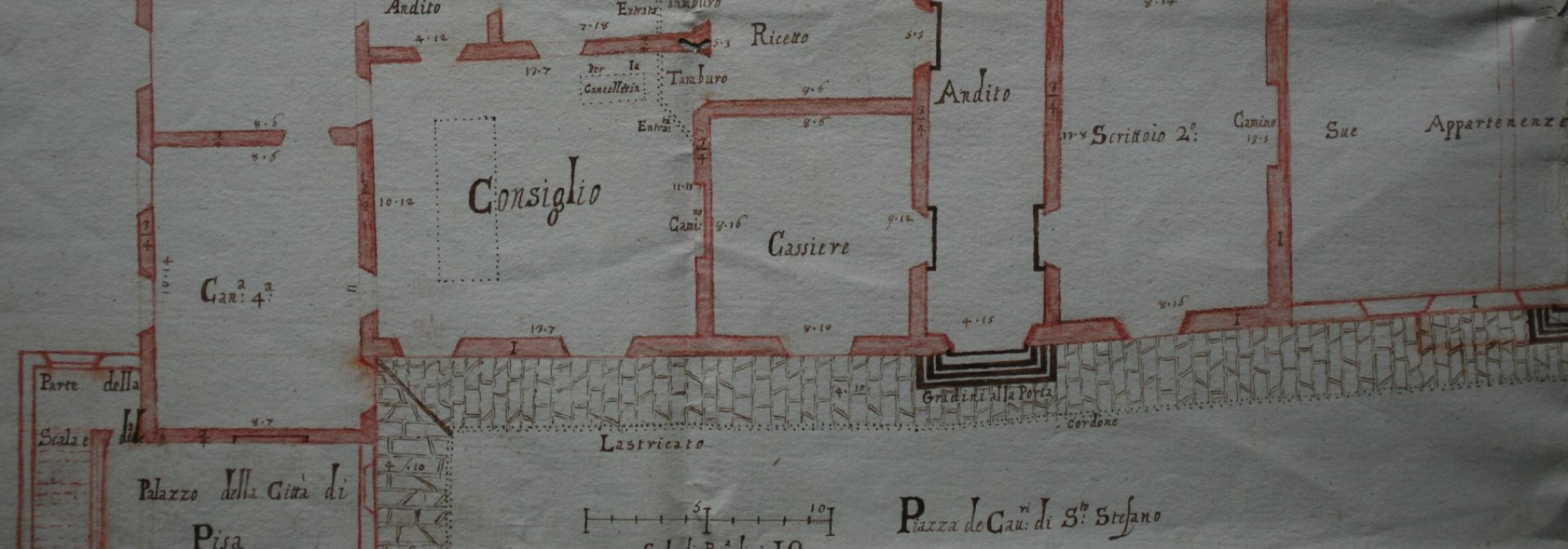 Palazzo Università – fasi costruttive – testata – ASPI – 0001 S.Stefano 653  I fasc. 13 c. 81 pianta_testata